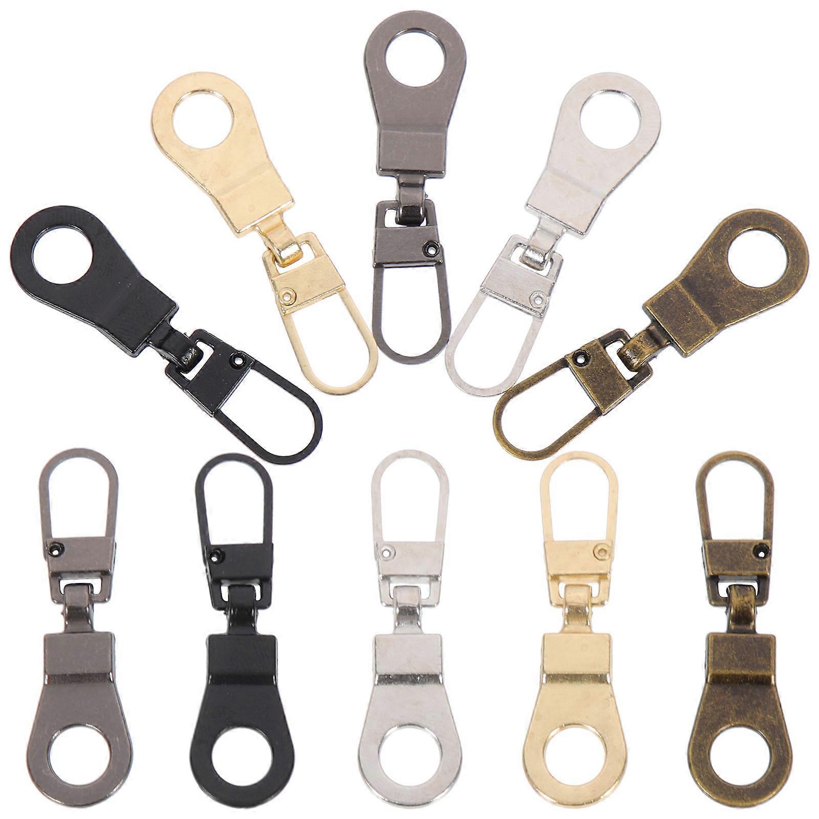 Zipper Slider Replacement Luggage Clothing Backpacks Rectangular Metal Durable 10Set