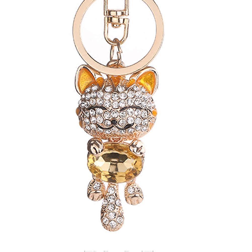 Golden Creative Key Ring Cat Shaped Charm Keychain for Holding Use