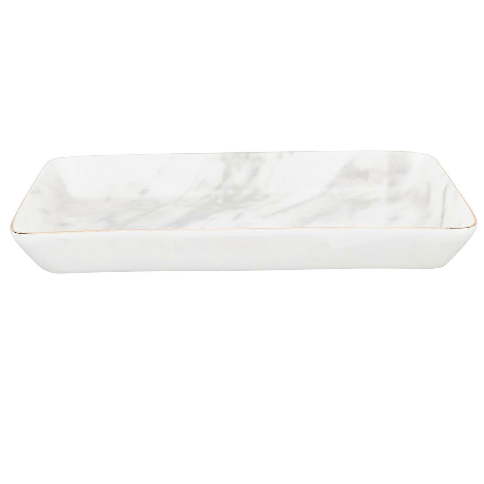 Practical Ceramic Make-Up Brush Tray Jewelry Storage Tray for 2Pcs Use