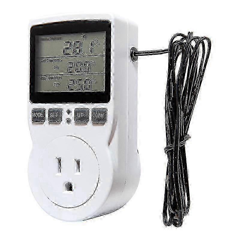 26-27 Digital Temperature Controller Power Socket Outlet EU Plug Thermostat With Timer Switch Sensor Probe Heating Cooling