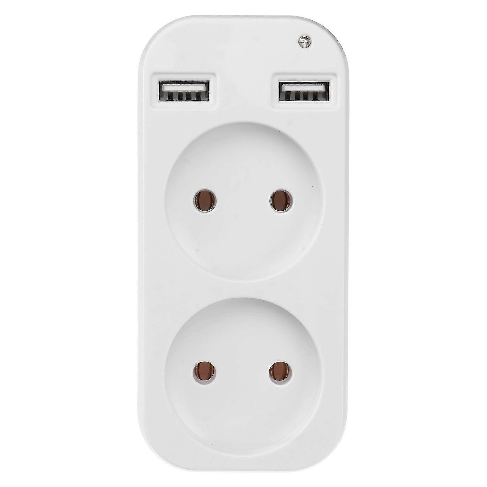 European Power Adapter Plug Double Socket Dual USB Socket Outlet Strip EU Plug 25-26s