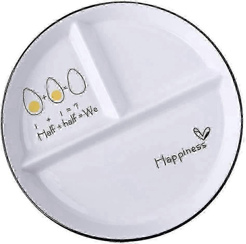 Split Ceramic Dinner Plate 3 Cut Food Plate