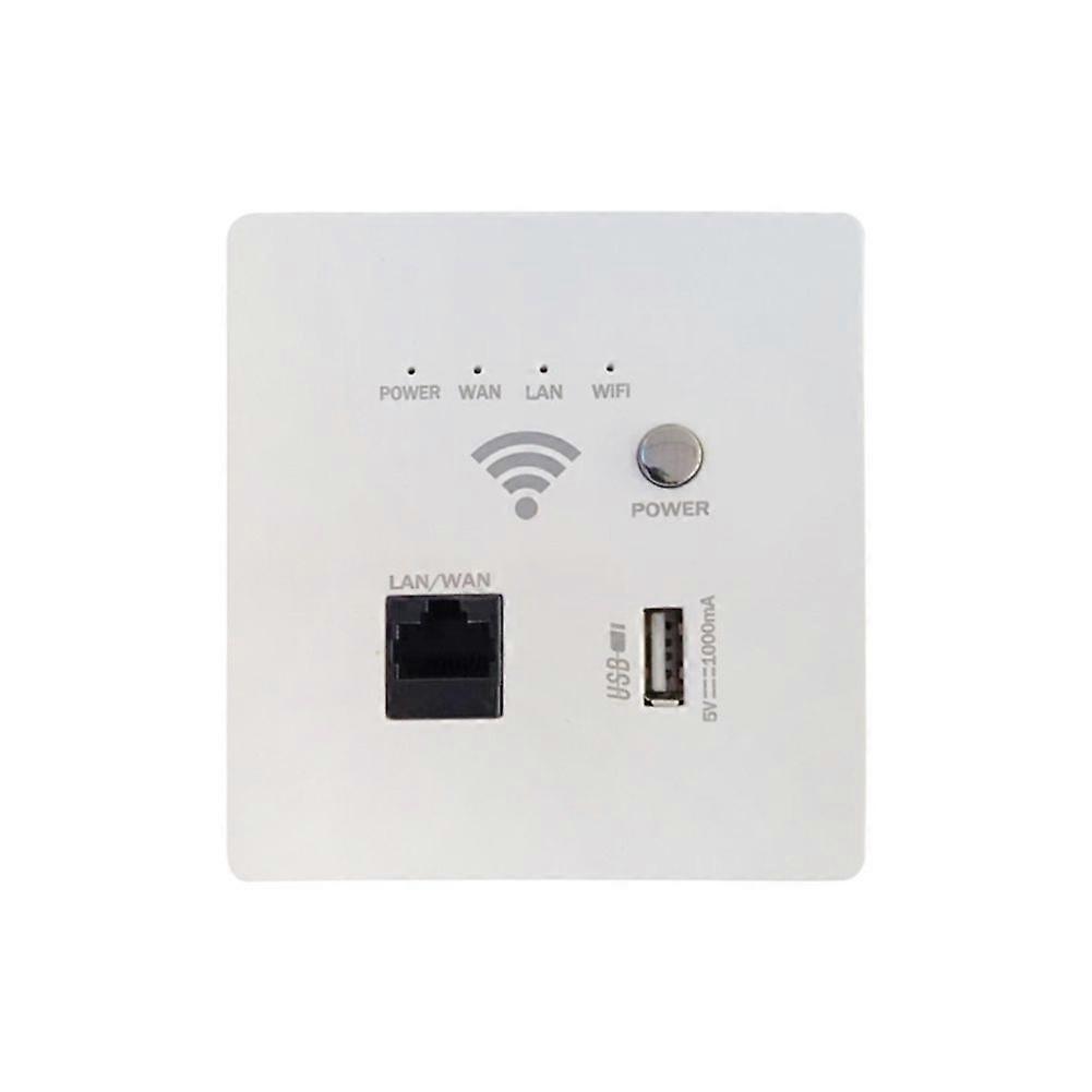 AP300Mbps USB Socket Wall Embedded Wireless AP Router Wall Charger WIFI USB Charging Socket Panel WiFi Socket White