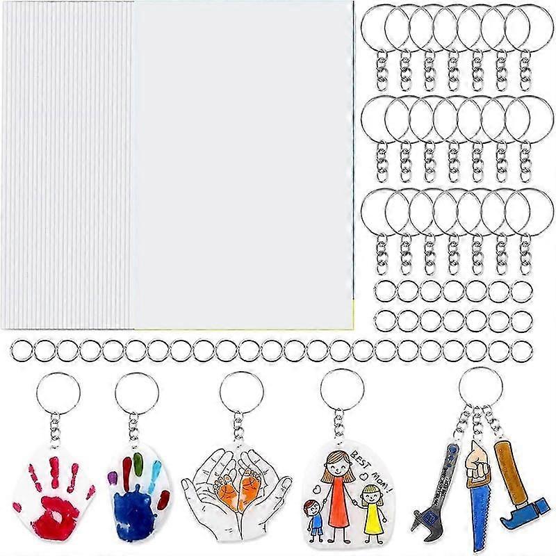 30 sheets shrink plastic for crafting with keychain set