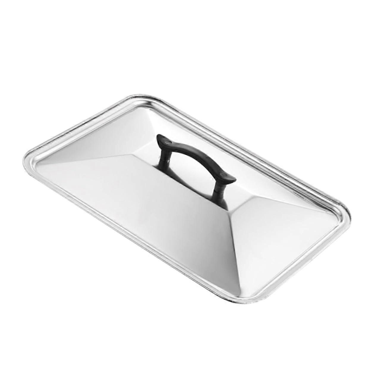 Stainless Steel Rectangular Pot Lid with Large HeatResistant Handle, Cooking Oil Splash Guard for Kitchen