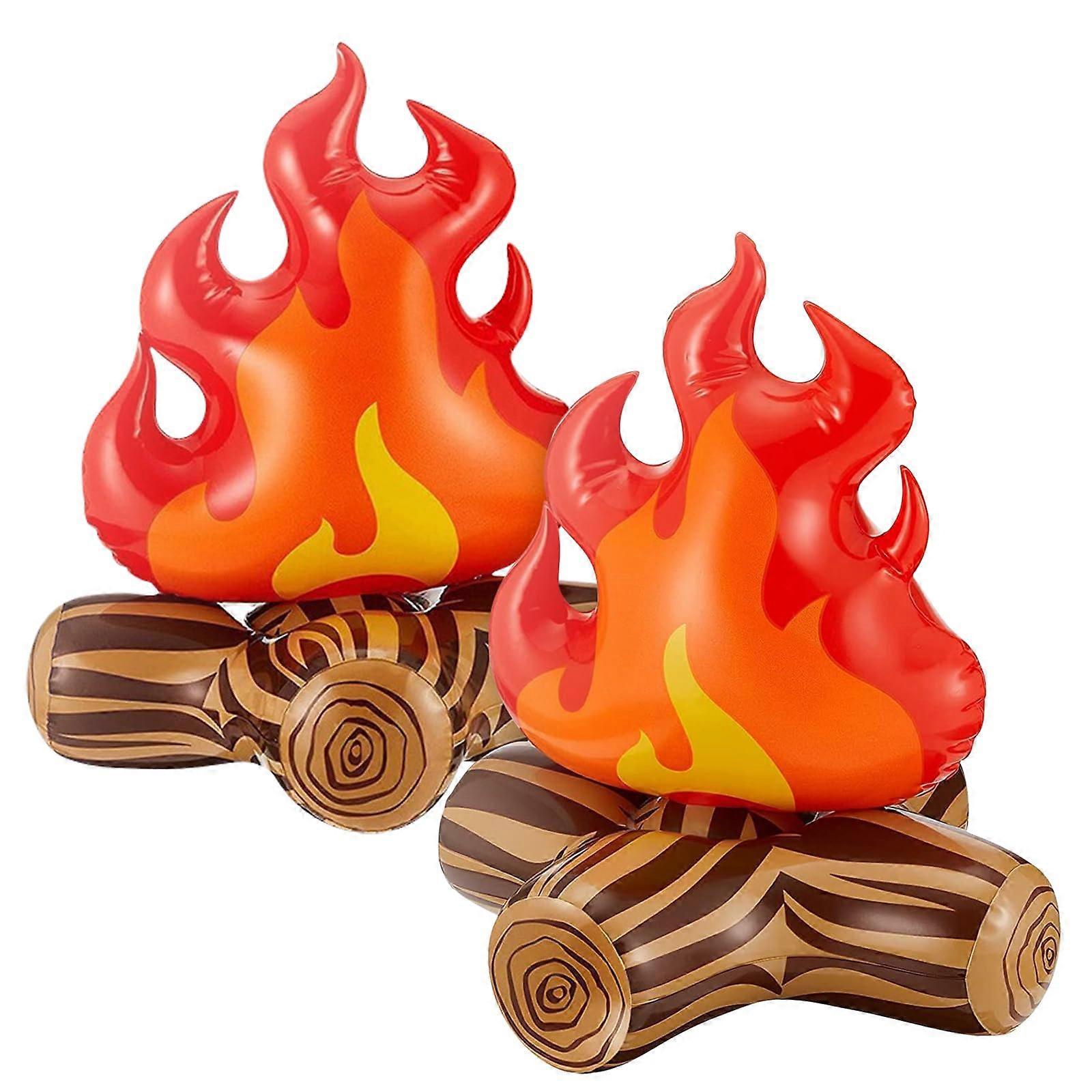 Inflatable Campfire Decoration 2pcs 3D Realistic Flame Props for Party and Camping