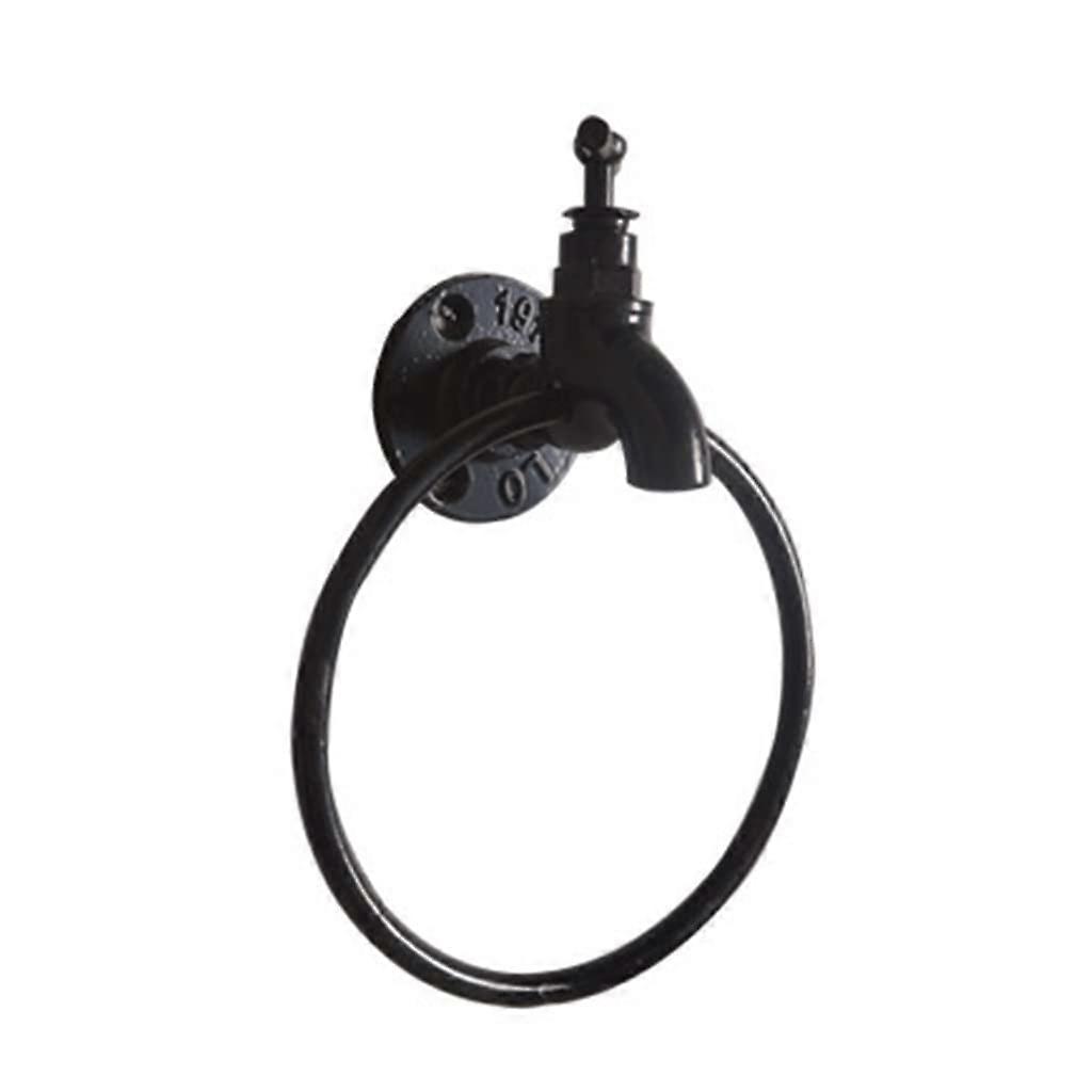 Industrial Towel Holder Black 5.9inch Pipe Design Wall Mounted Rustic Rack for Bathroom Kitchen