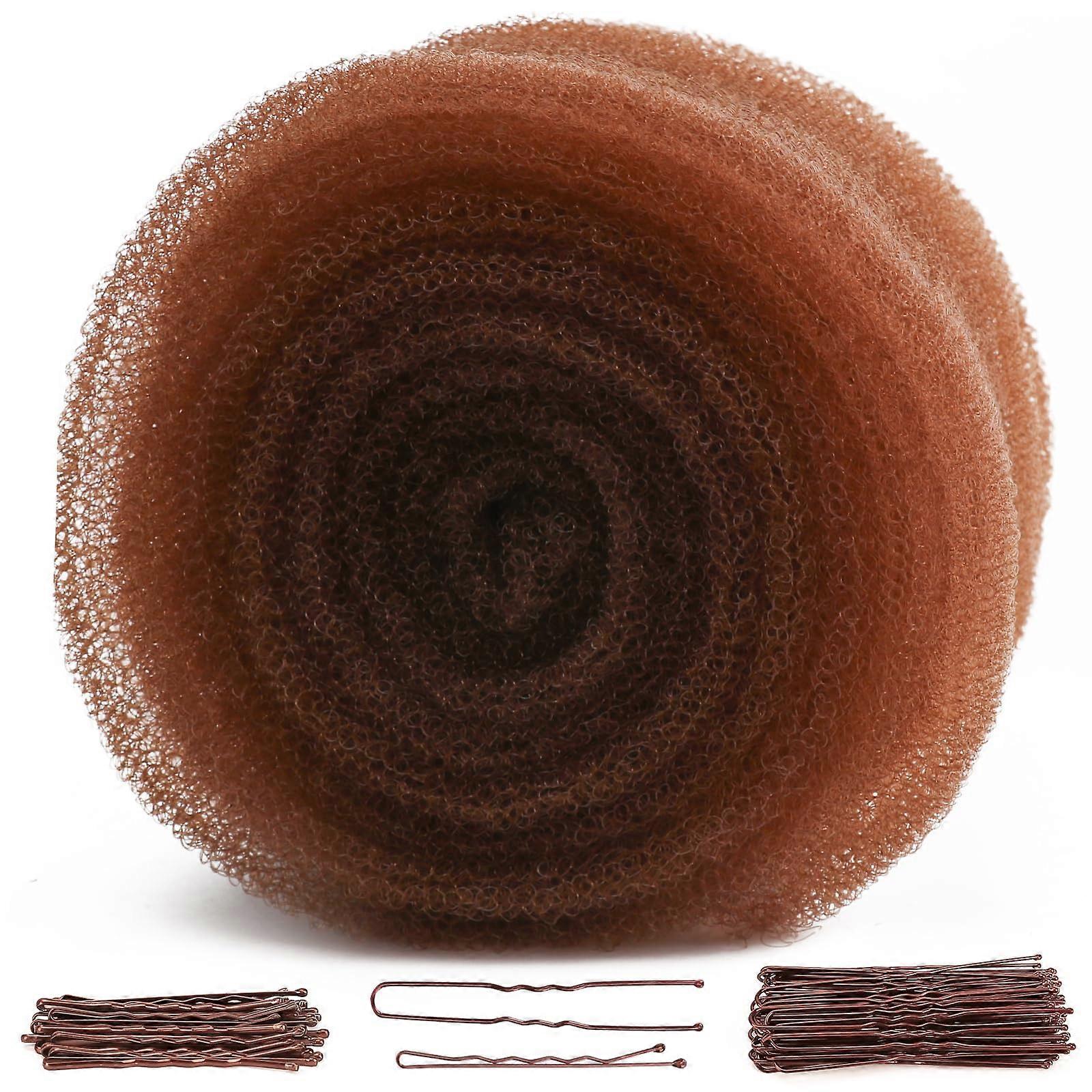 Light Brown Hair Bun Maker with Pins for Instant Volume Boost and Flexible Updo Padding Kit
