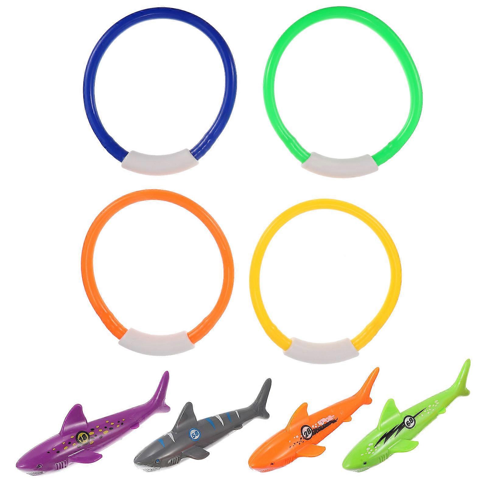 Diving Rings Pool Toys for Kids 8Pcs Assorted Color Plastic Diving Set