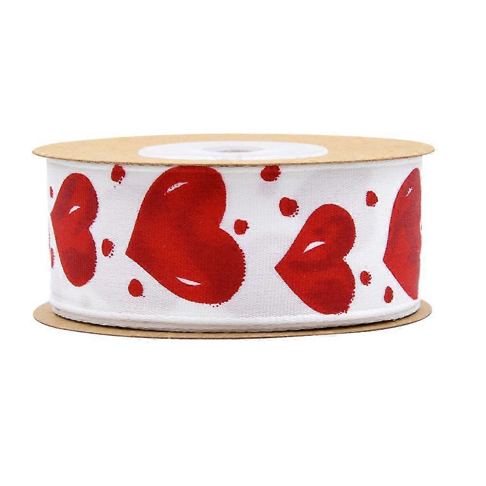 1 Roll Polyester Heart Pattern Decorative Ribbon Red Color Gift Wrapping Ribbon