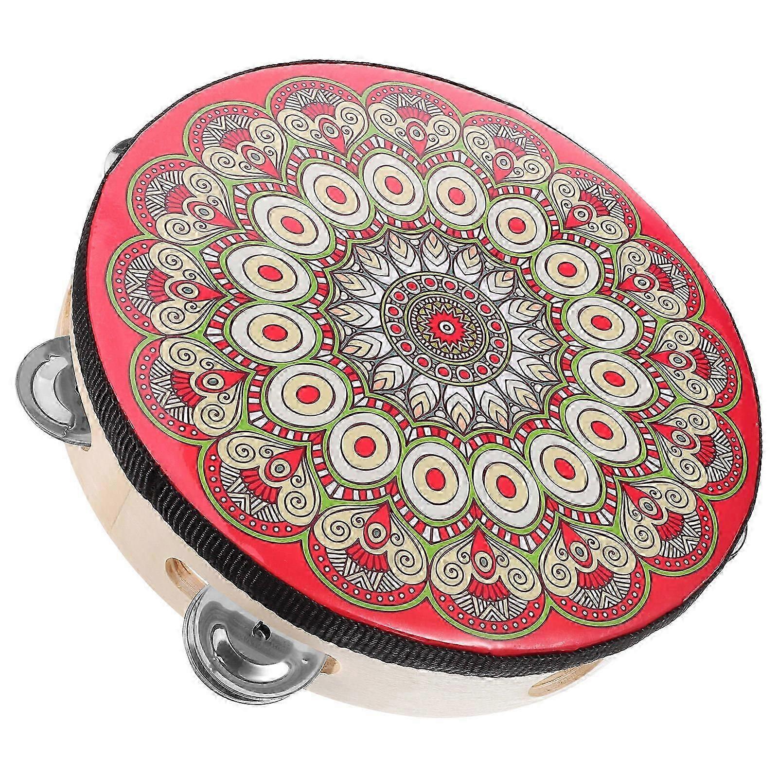 Hand Held Tambourine Drum for Performance with Wooden Frame