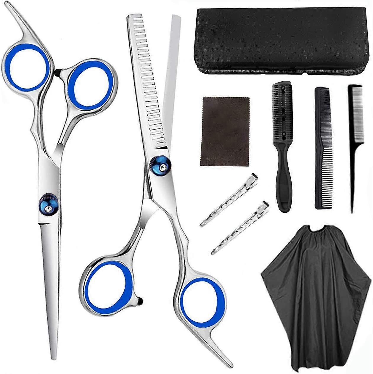 Professional Hair Cutting Scissors Kit with Sharp Blades, Cape, Comb and Thinning Shears