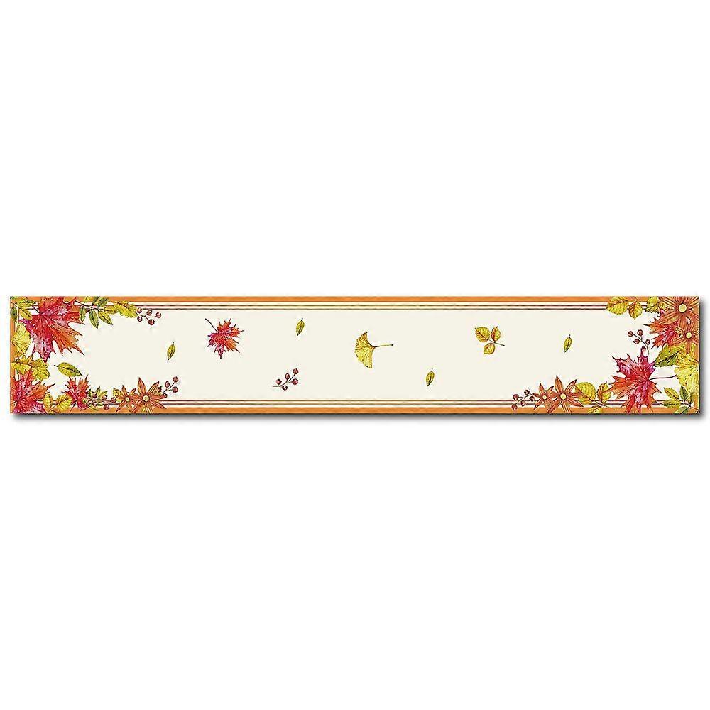 Cotton and Linen Table Runner for Dining Table Rectangle Colorful Leaf Pattern 300x1800mm