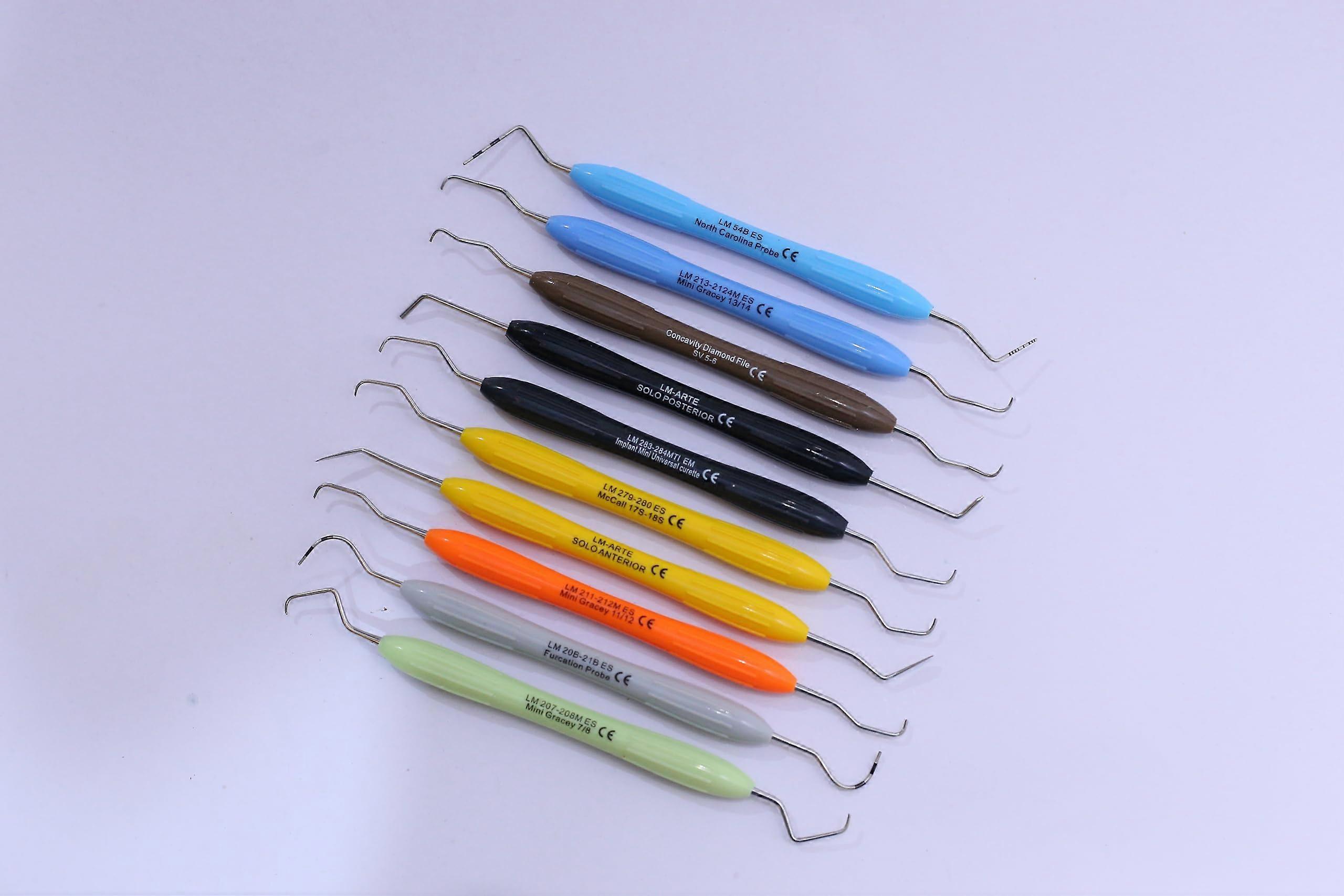 Dental Composite Instruments 10 Piece Precision Set with Ergonomic Silicone Grip for Dentists