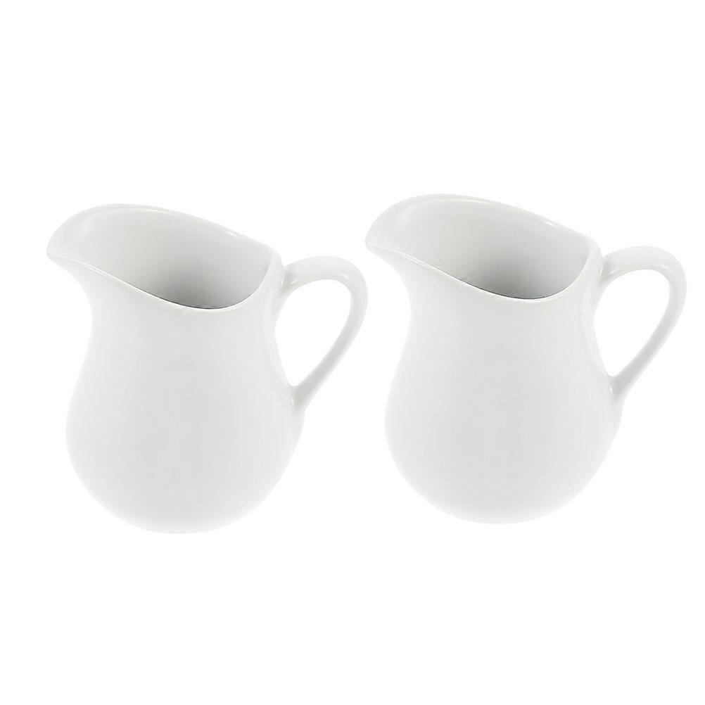 Portable Ceramic Milk Cup for Kitchen Use 2Pcs White Pitcher