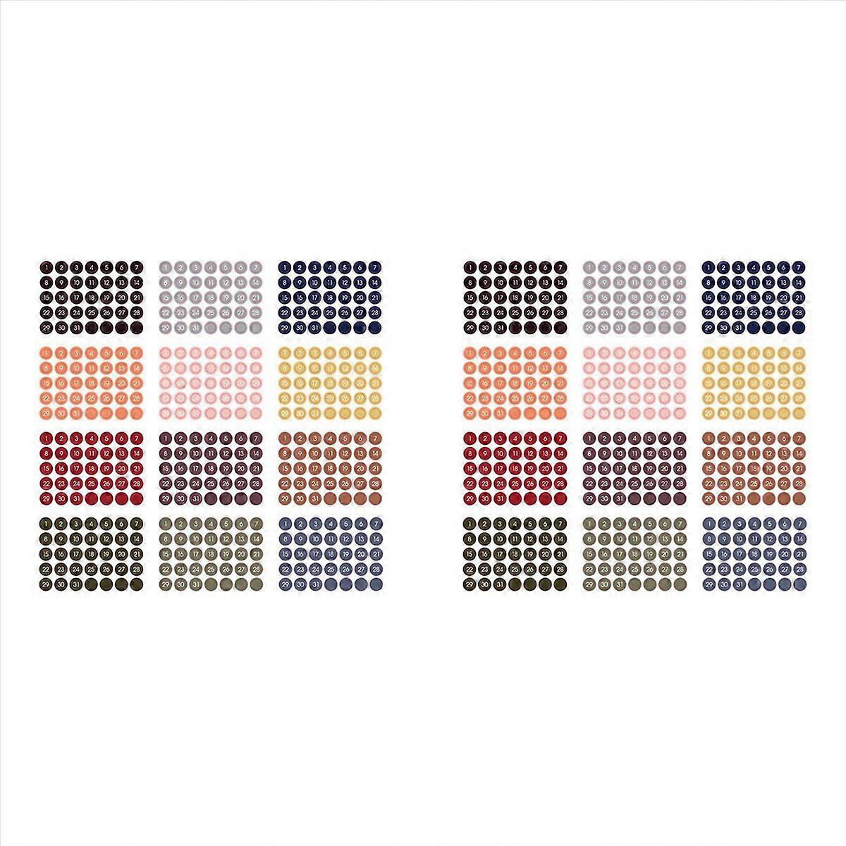 12PCS Colorful Round Number Date Sticker A