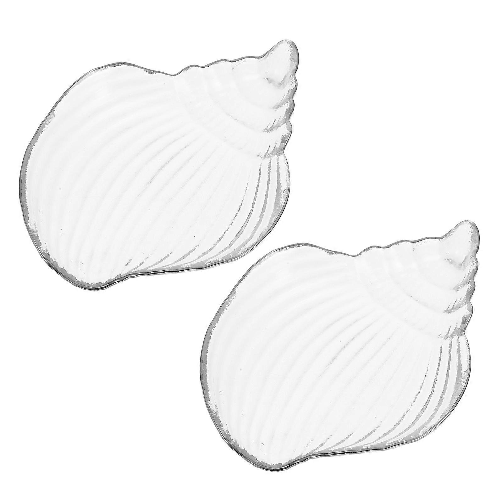 Glass Sea Conch Tray for 2Pcs Fruit Display Snack Container