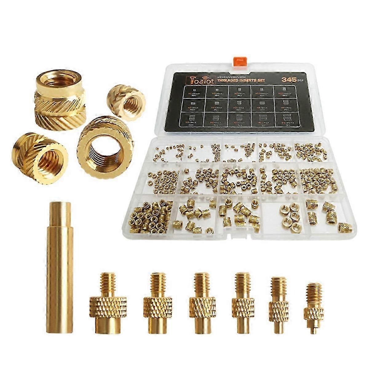 345PCS Threaded Insert Nut Kit M2 M2.5 M3 M4 M5 M6 3D Printer Parts