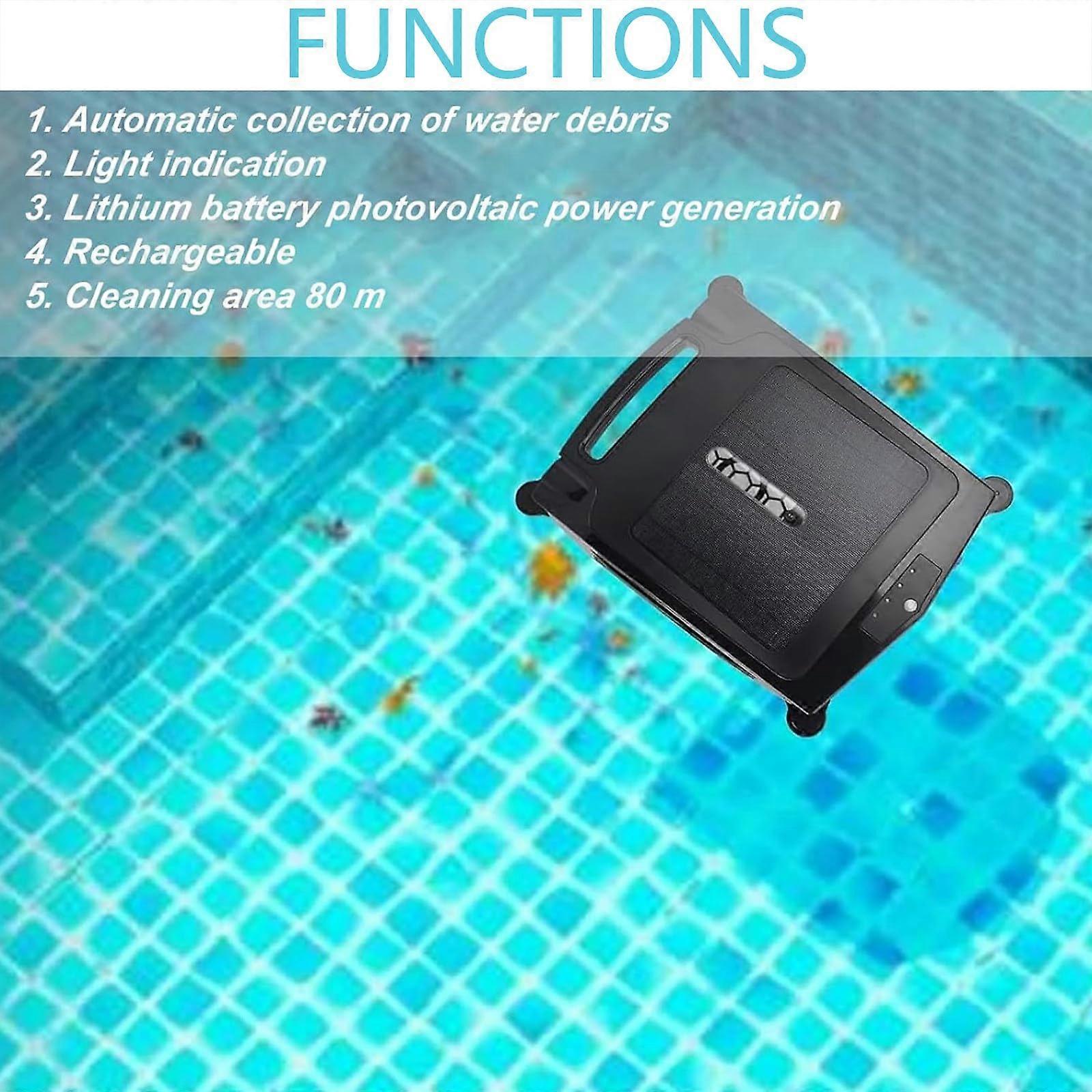 Solar Powered Robotic Pool Vacuum Cleaner with Automatic Obstacle Avoidance and Dual Charging Modes