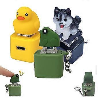 Rechargeable LED Frog Croaking Keychain Toy with Realistic Sound and Bright Light for Stress Relief (Frog Duck Dog)