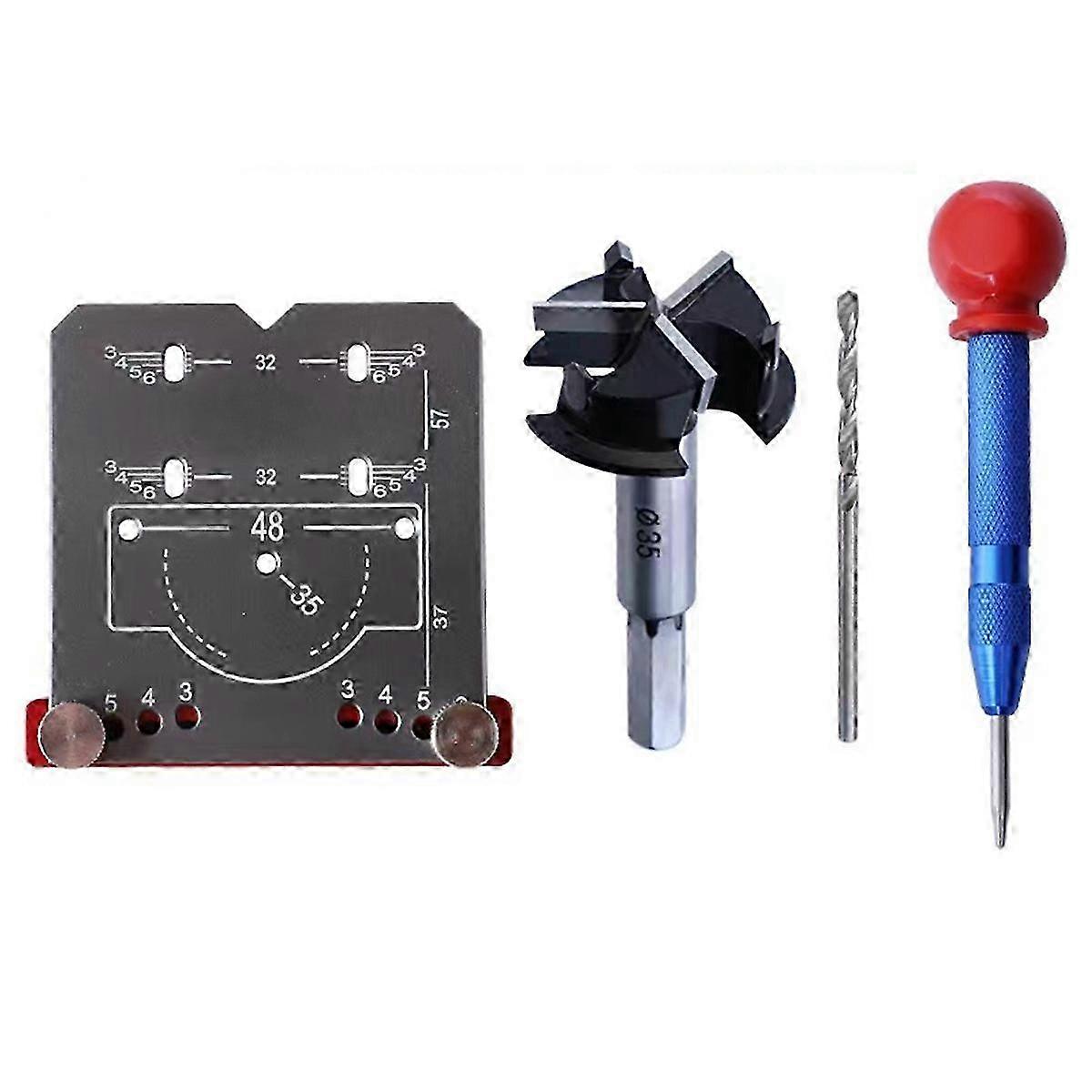 Woodworking Concealed Hinge Jig Kit 35mm Hinge Hole Template Jig