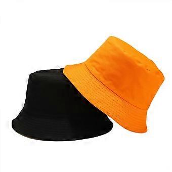 Cute Bucket Hat Beach Fisherman Hats for Women, Reversible Double-Side-Wear Unisex (Orange)