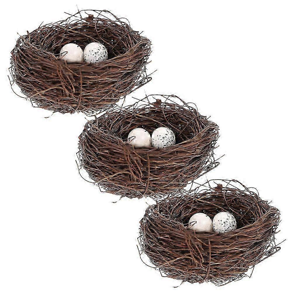 Rattan Bird Nest Easter Artificial Nest Decoration compatible with 9Sets
