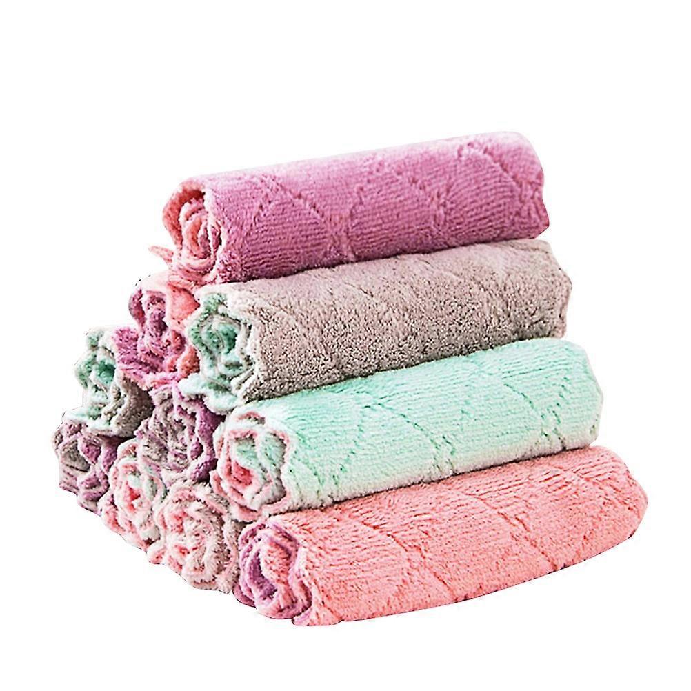 Kitchen Cleaning Cloth Double Layer for Cleaning Use 10Pcs Assorted Colors