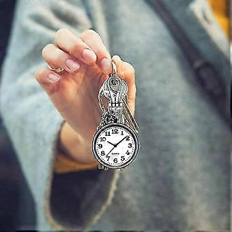 Clip on Pocket Watch with Key Buckle compatible with Nurses Black+White