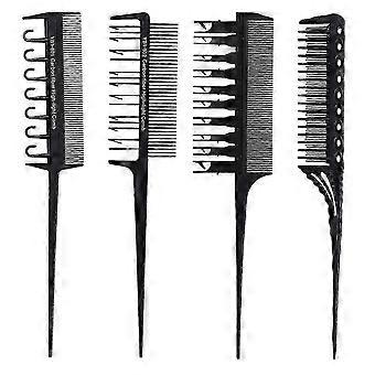 4pcs Professional Hair Styling Comb Set Hair Coloring Tool Highlight Comb(Black)-FCY lucky