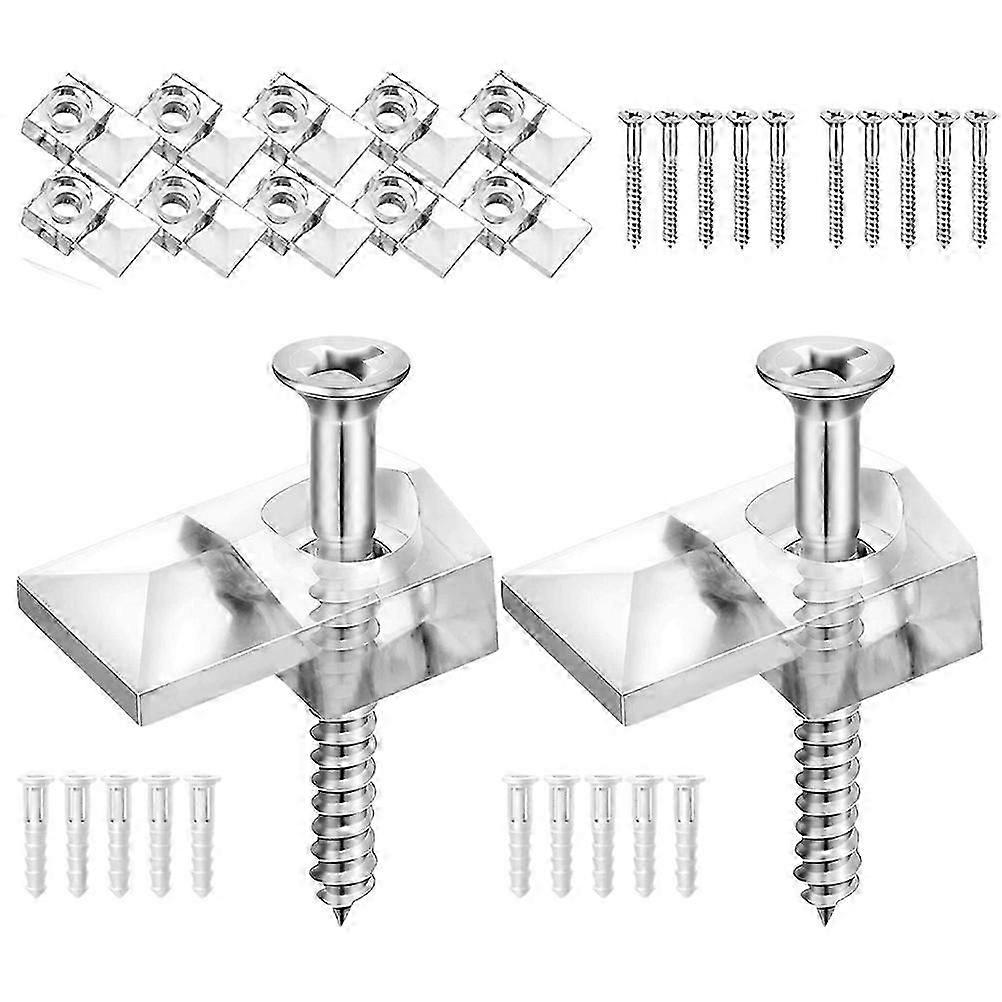 Wall Mirror Clips Mirror Bracket Mirrors Plastic Material Fixing 20Pcs