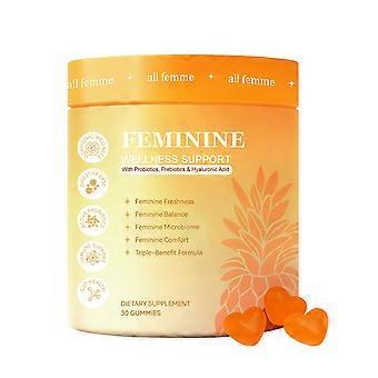 Feminine Pineapple Gummies 30 Counts Nutrition Gels & Chews Feel Confidnet & Fresh Every Day - Yellow