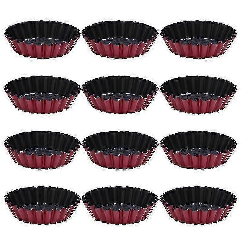 12-Piece Non-Stick High-Carbon Steel Egg Tart Molds for Baking, Easy Release, Durable, 3.9x3.9x0.98 Inches