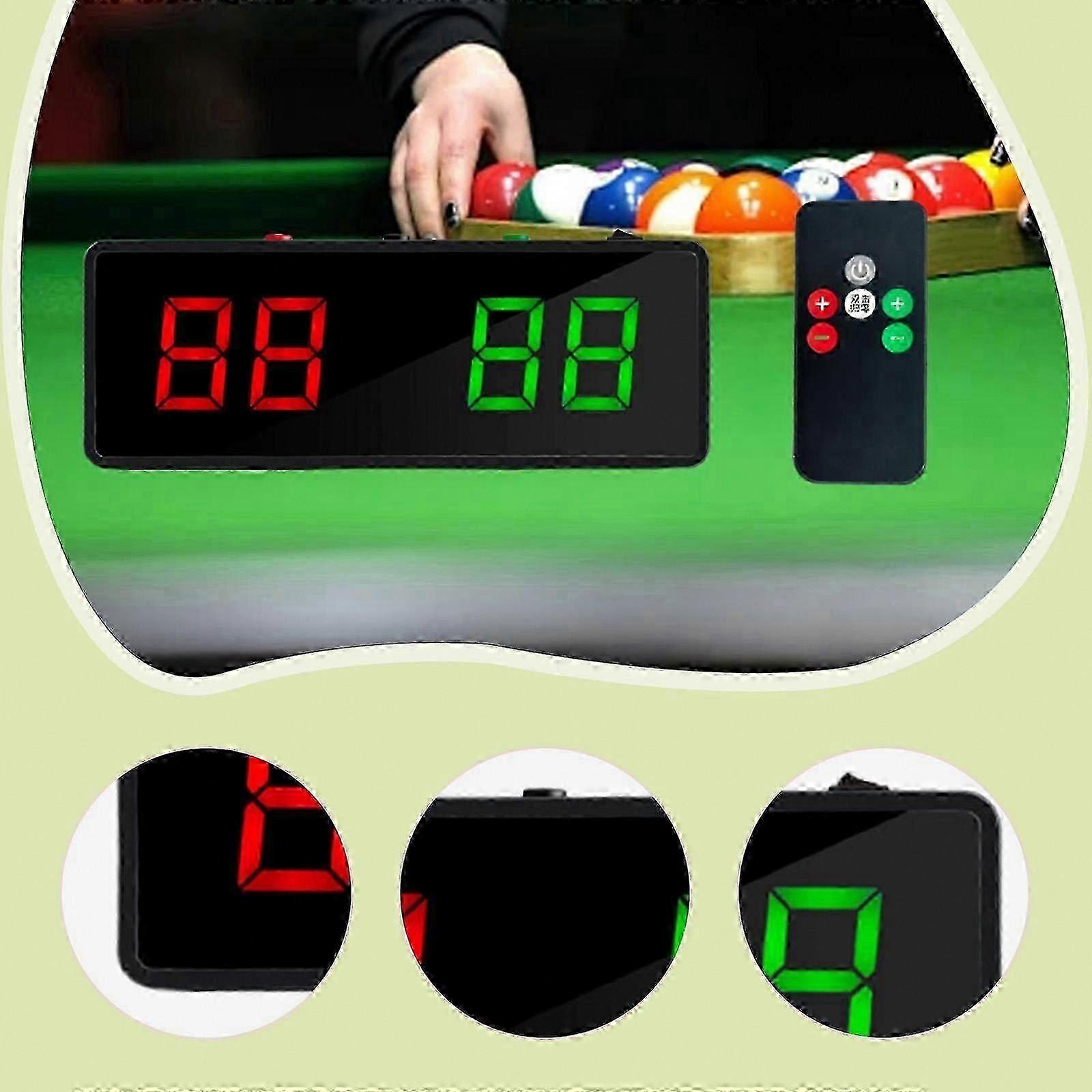 Remote-Controlled Electronic Billiards Scoreboard 26x9.5x3cm Durable