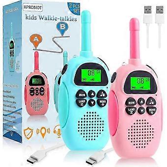 Kids Walkie Talkie, 2pcs Rechargeable Kids Walkie Talkie, 5 Miles Long Range For Boys, Girls, Toddlers, 3-12 Years Old (pink+Blue)