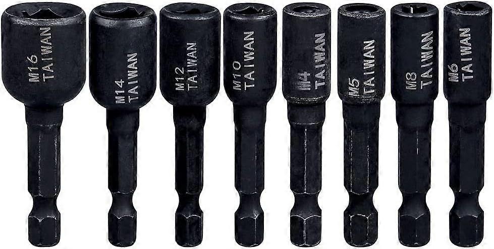 Tap Socket Wrench Set,8pcs 1/4In Hex Shank Machine Thread Taps, M4-M16 Square Driver Thread Screw