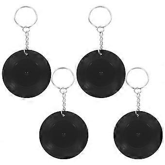 Record Key Ring Vinyl Record Key Chain for Decoration 4Pcs Black ABS