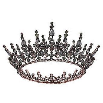 Queen Crown For Women, Rhinestone Wedding Crown, Black Tiara Costume Party Accessories For Brithday