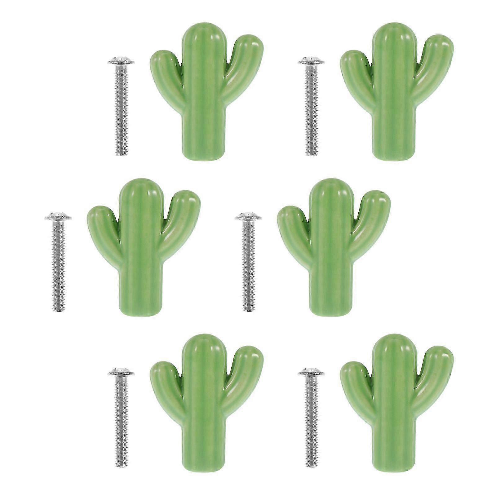 Decorative Drawer Pulls Green Ceramic Knobs Easy Installation compatible with Bedroom Closet 6Sets