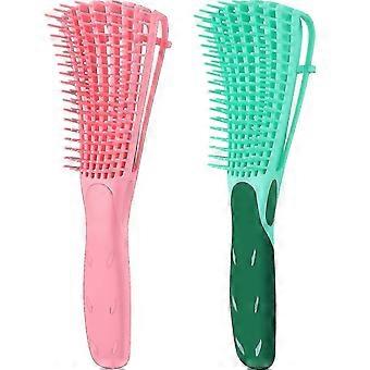 Curling Brush & Air Fluffy Comb Set - 2 Piece Pink & Green Hair Styling Tools compatible with Smooth Waves