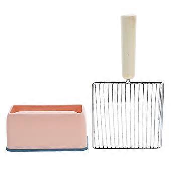 Cat Litter Scooper Metal Scooper for Comfortable Cleaning Pink Handle