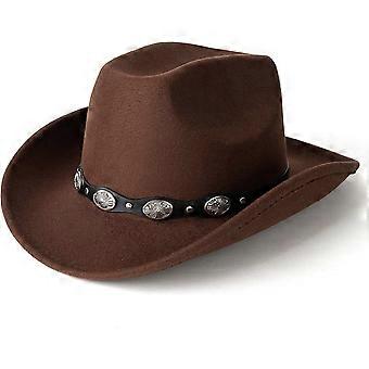Heren en dames vilten Western Cowboy Outdoor Fedora-hoeden met riem