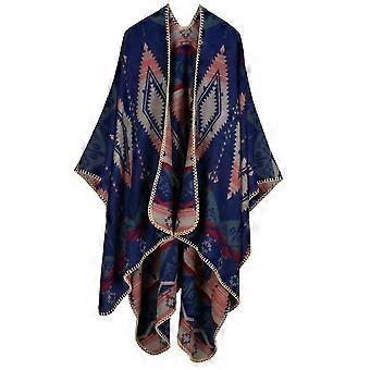 Femmes Poncho Style Ethnique Couverture Châle Wrap Cardigan Manteau Cachemire Sensation avec Motif Géométrique