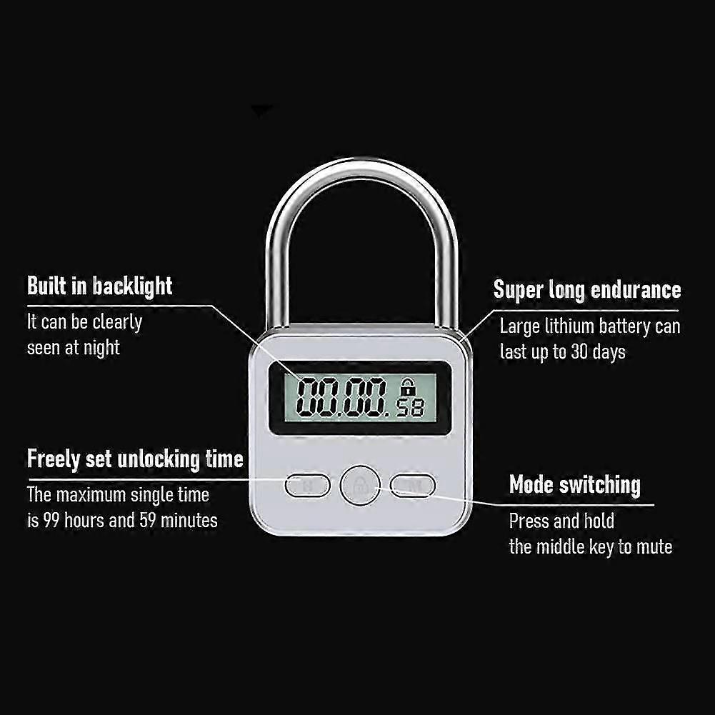 Smart Time Lock, 99 Hours Max Timing Lock With Lcd Display Multifunction Travel Electronic Timer