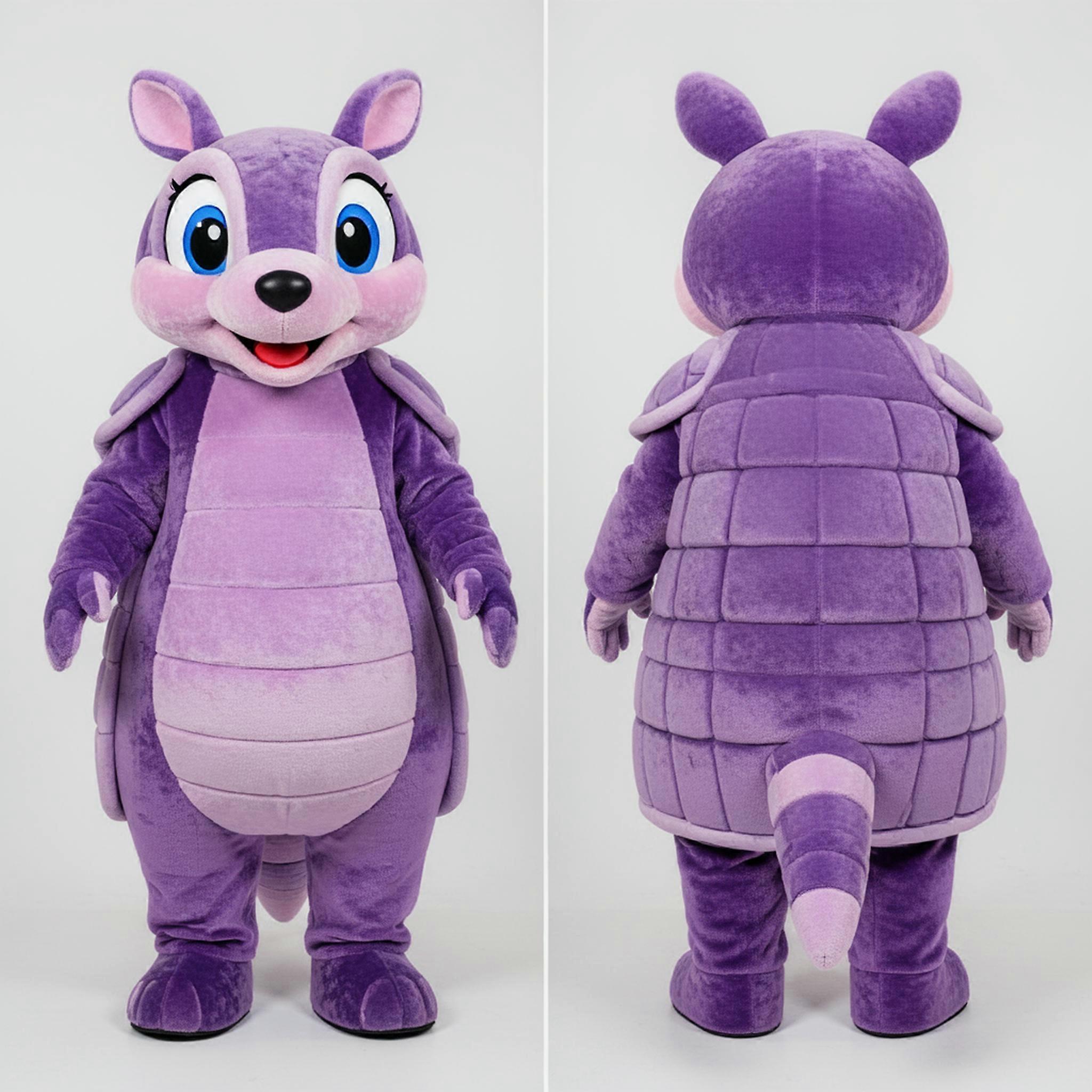 MASTICOT Purple Cartoon Armadillo Mascot