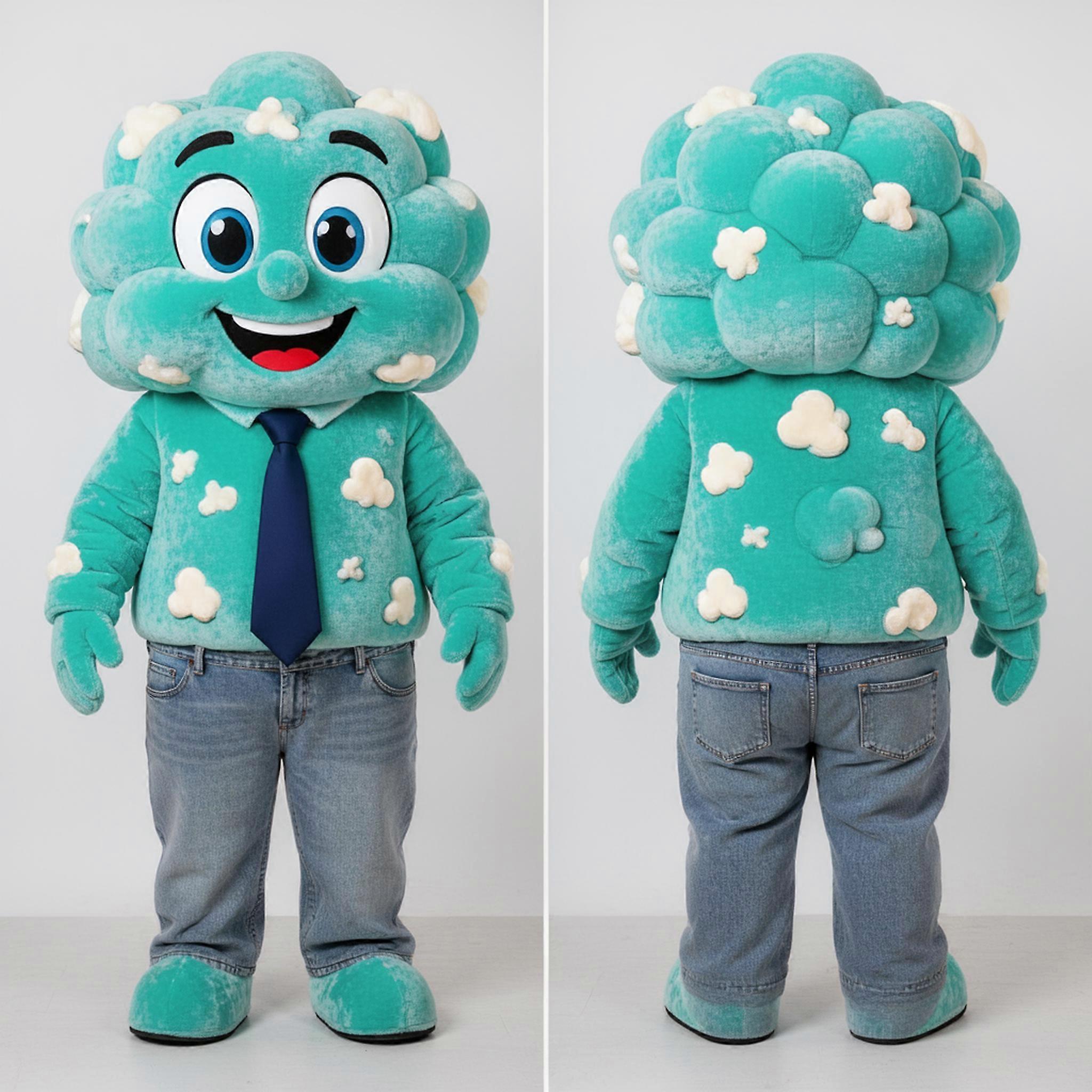 MASTICOT Teal Fluffy Pop Corn Mascot