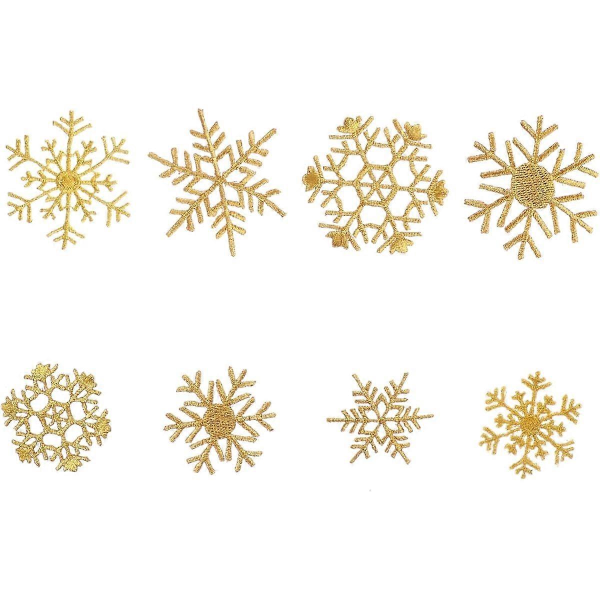 8pcs Gold Snowflake Embroidered Clothing Patch for DIY