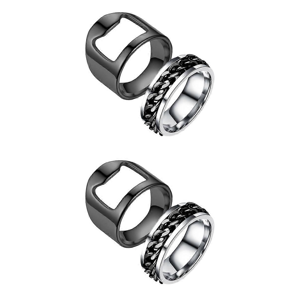 Black Ring Bottle Rotatable Finger Tool 2Pairs for