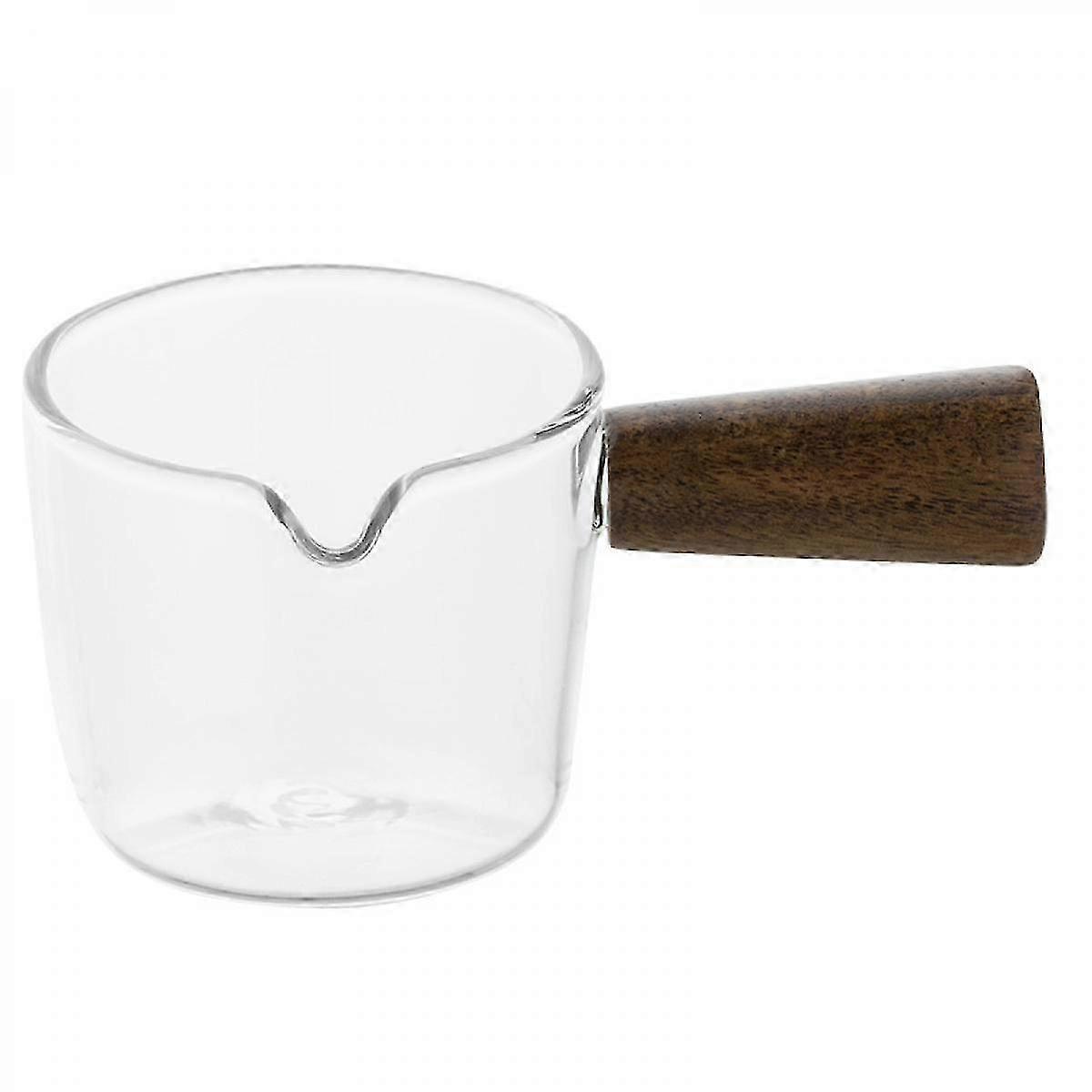 Wood Handle Borosilicate Espresso Measuring Cup