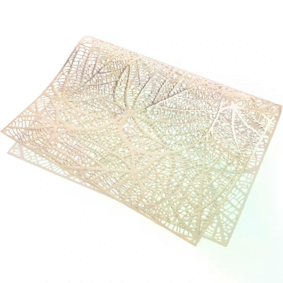 Golden Pvc Leaf Pattern Place Mats for Kitchen Table
